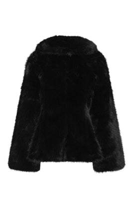 Faux Fur Flared Jacket - Svart