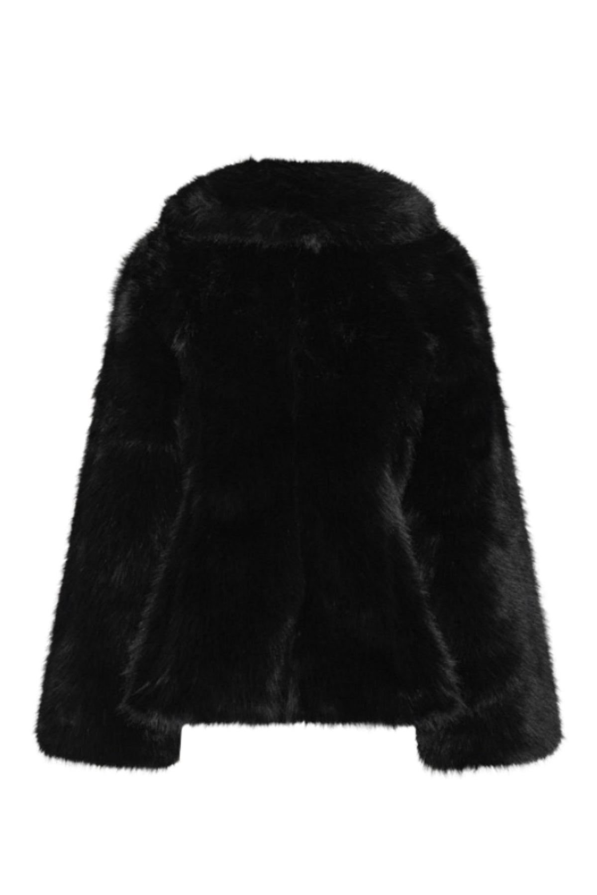Faux Fur Flared Jacket - Black
