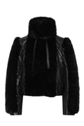 Faux Fur Leather  Jacket - Black