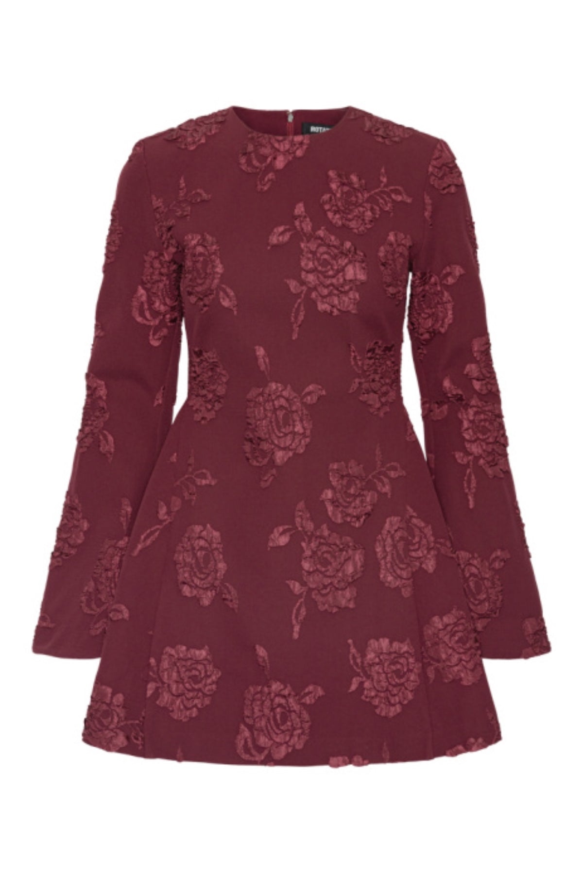 Jacquard Ls Mini Dress - Zinfandel