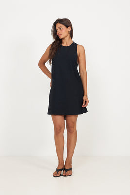 Crepe Mini A-Line Dress - Svart