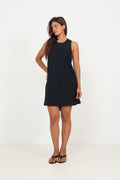 Crepe Mini A-Line Dress - Black