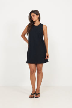 Crepe Mini A-Line Dress - Black