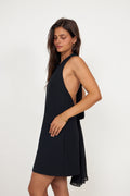 Crepe Mini A-Line Dress - Black