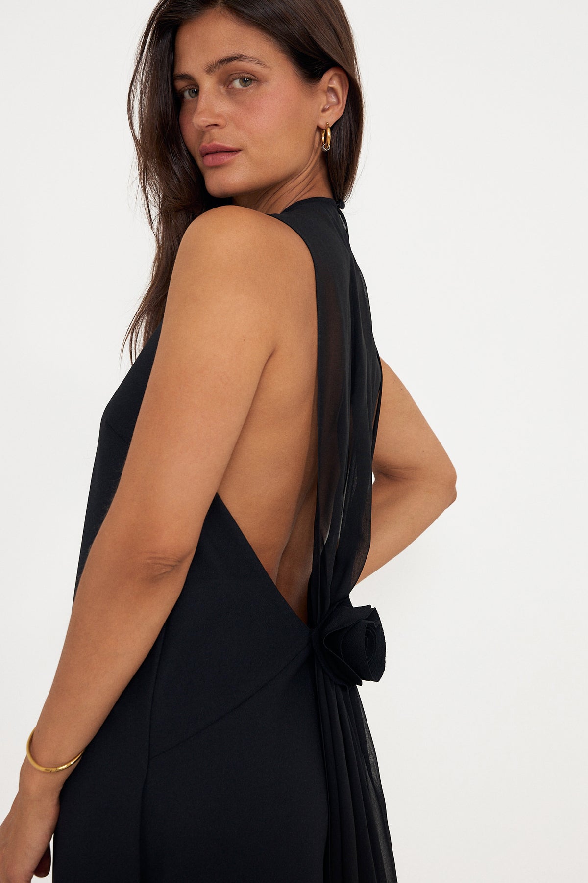 Crepe Mini A-Line Dress - Black