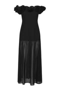 Crepe Maxi Flower Dress - Black