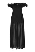 Crepe Maxi Flower Dress - Black