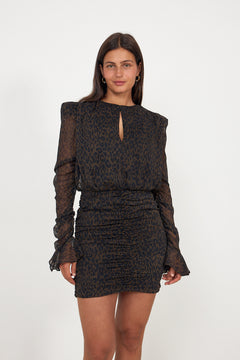 Ruched Flower Mini Dress - Molé Comb.
