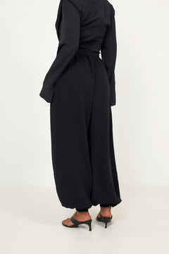 Balloon Pleated Pants - Black