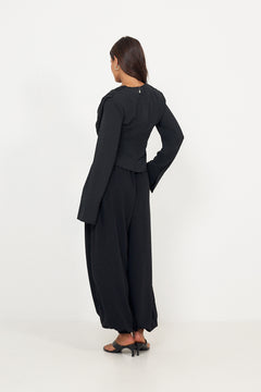 Draped Blouse - Black