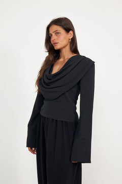 Draped Blouse - Black