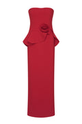 Long Flower Strapless Dress - Scooter Red