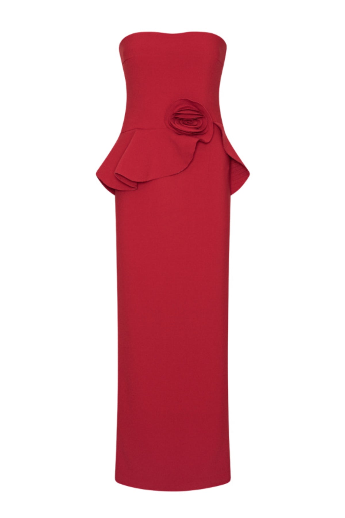 Long Flower Strapless Dress - Scooter Red