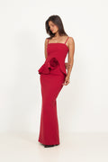 Long Flower Strapless Dress - Scooter Red