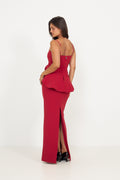 Long Flower Strapless Dress - Scooter Red