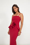 Long Flower Strapless Dress - Scooter Red