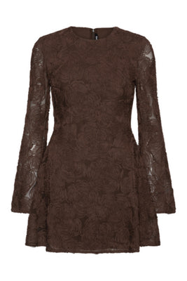 Flower Mesh Ls Mini Dress - Molé