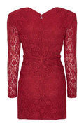 Lace V-Neck Mini Dress - Scooter Red