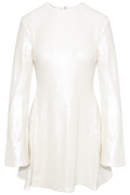 Sequins Ls Mini Dress - Egret