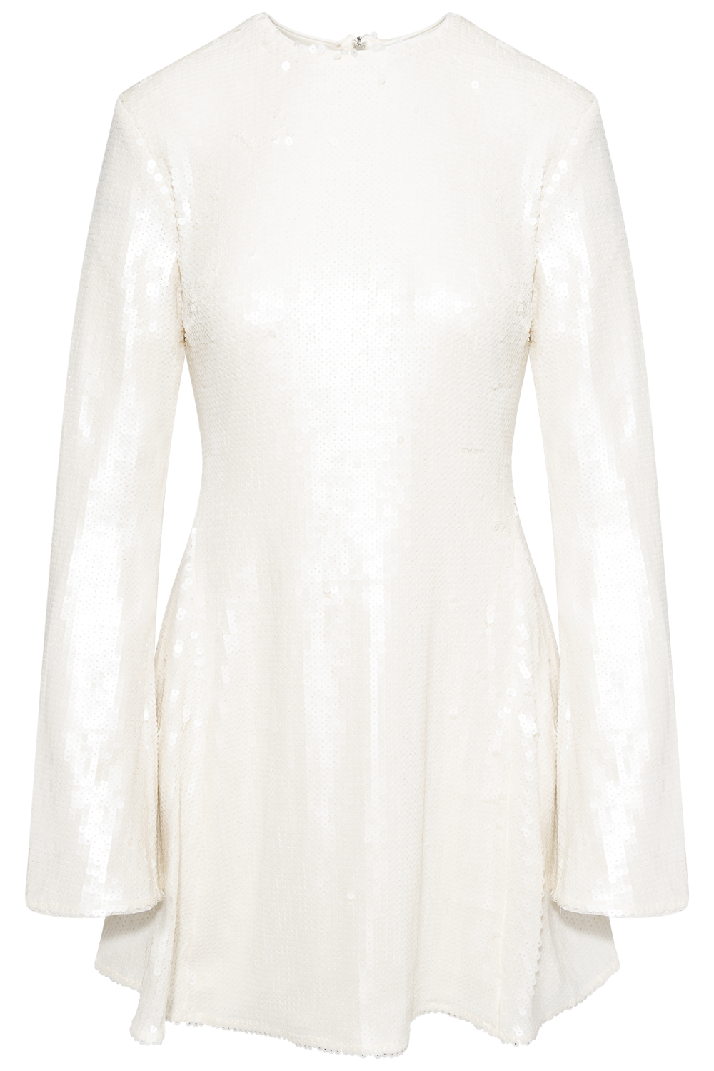 Sequins LS Flared Mini Dress - Egret