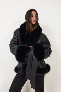 Bonded Leather Jacket - Black