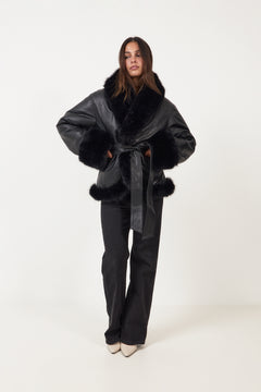 Bonded Leather Jacket - Black