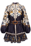 Golden Nature Mini Dress - Navy Blue