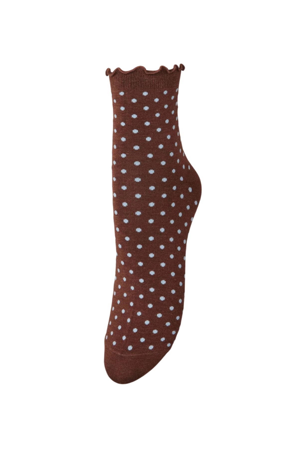 Dotted Frilla Short Sock - Chocolate Brown