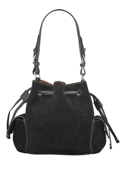 Suede Bucket Small Bag - Black