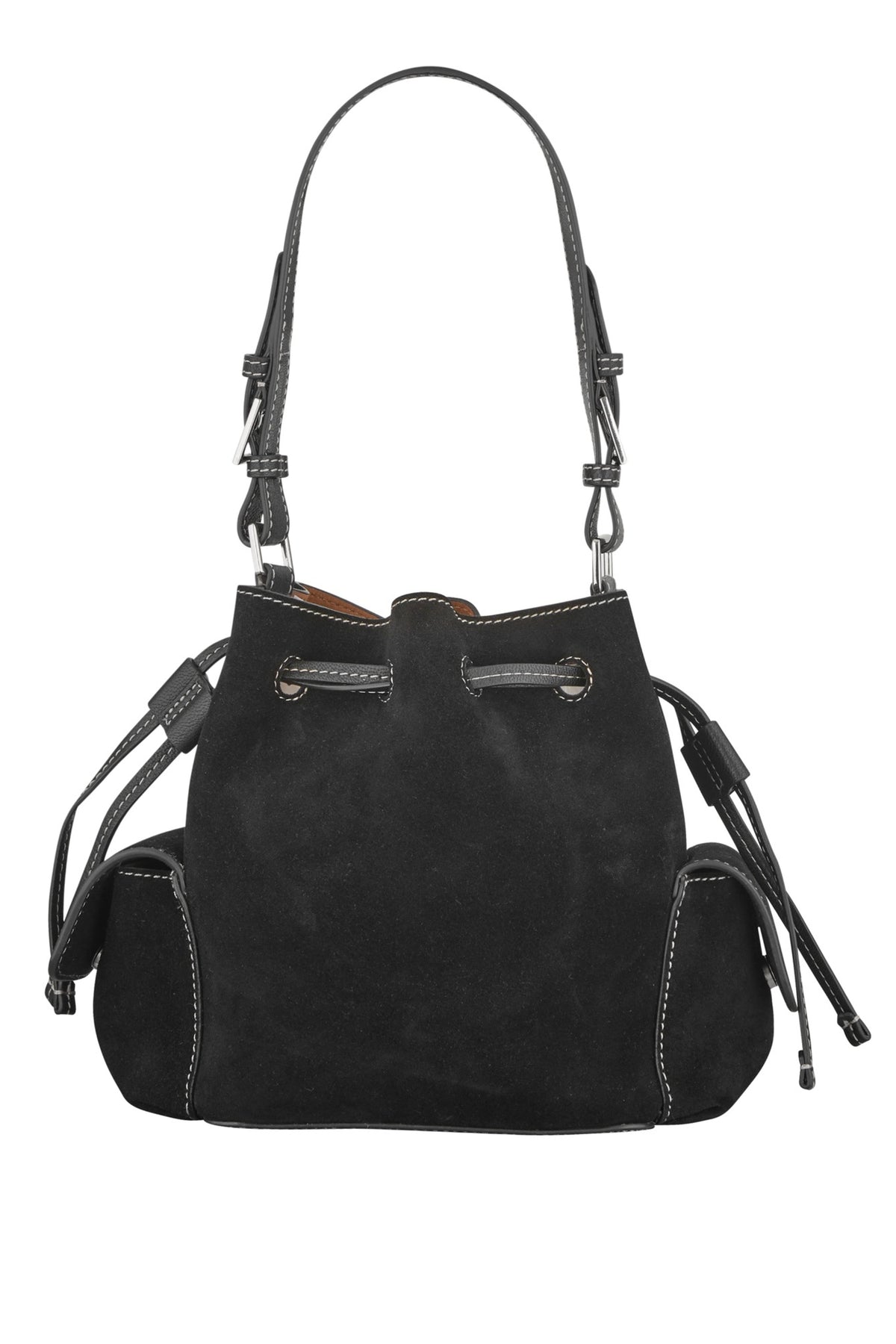 Suede Bucket Small Bag - Black
