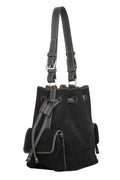 Suede Bucket Small Bag - Black
