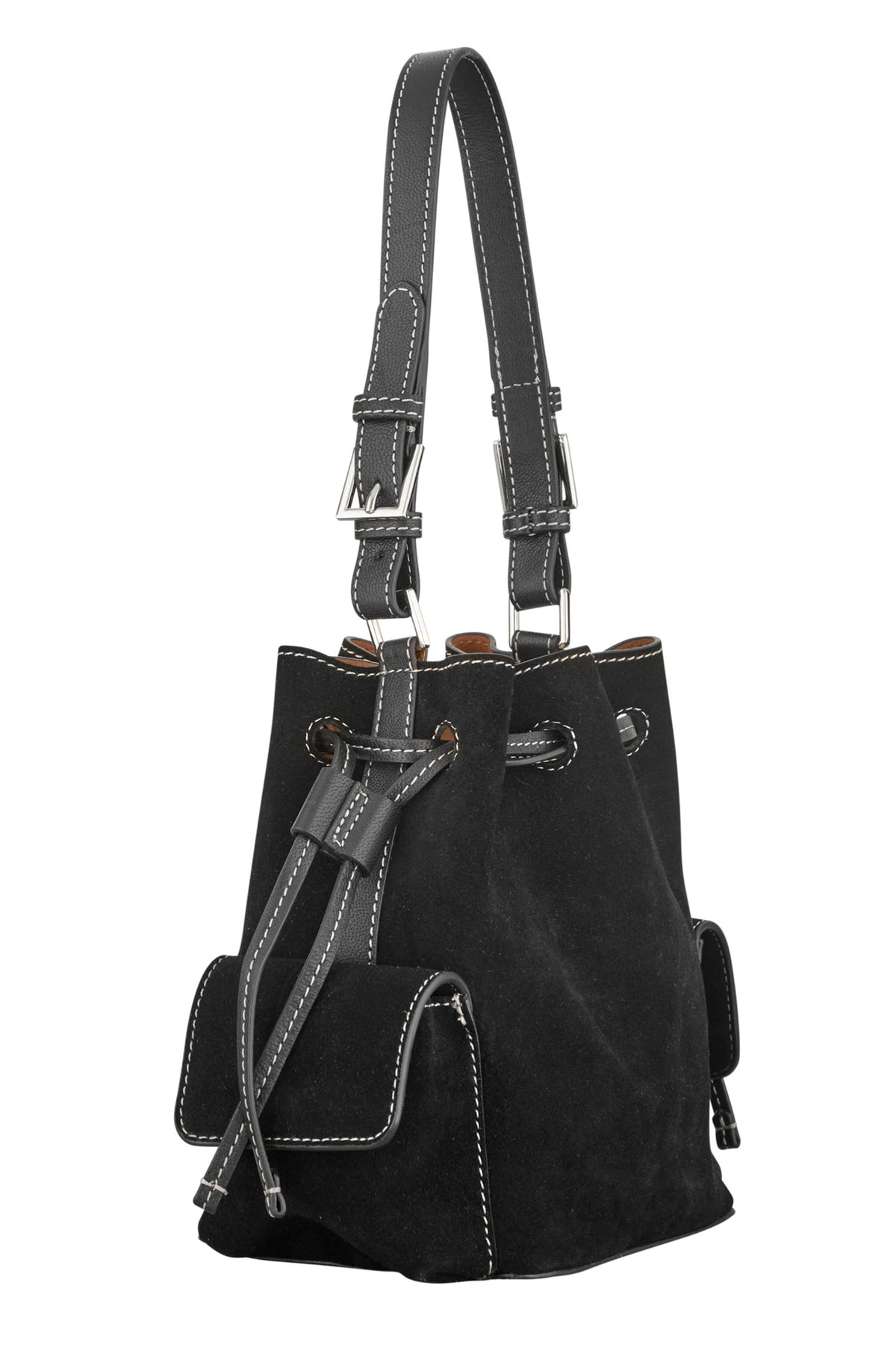 Suede Bucket Small Bag - Black