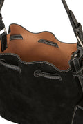 Suede Bucket Small Bag - Black