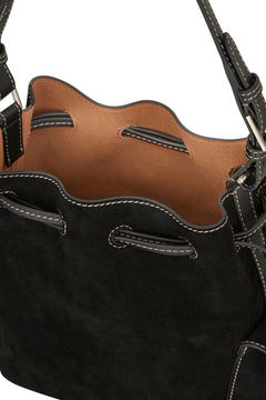 Suede Bucket Small Bag - Black