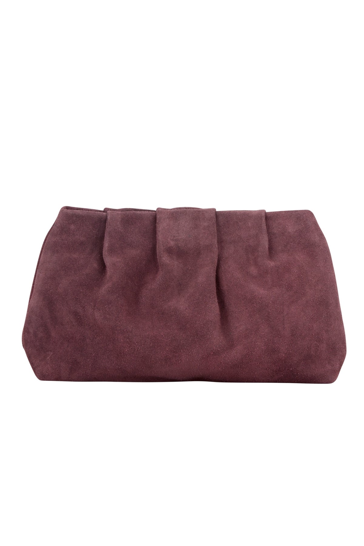 Suede Clutch Bag - Maroon Brown