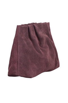 Suede Clutch Bag - Maroon Brown