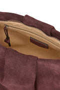 Suede Clutch Bag - Maroon Brown