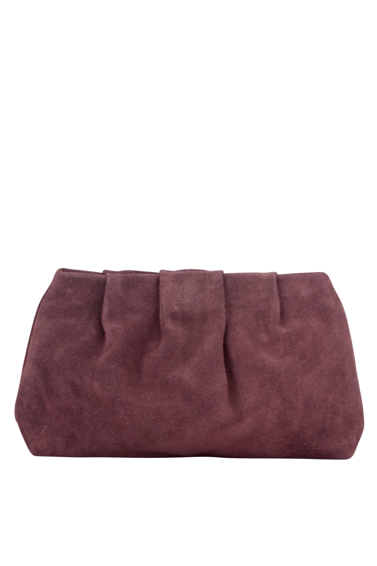 Suede Clutch Bag - Maroon Brown