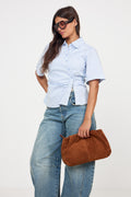 Suede Clutch Bag - Cognac Brown