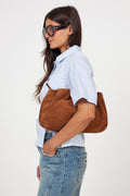 Suede Clutch Bag - Cognac Brown