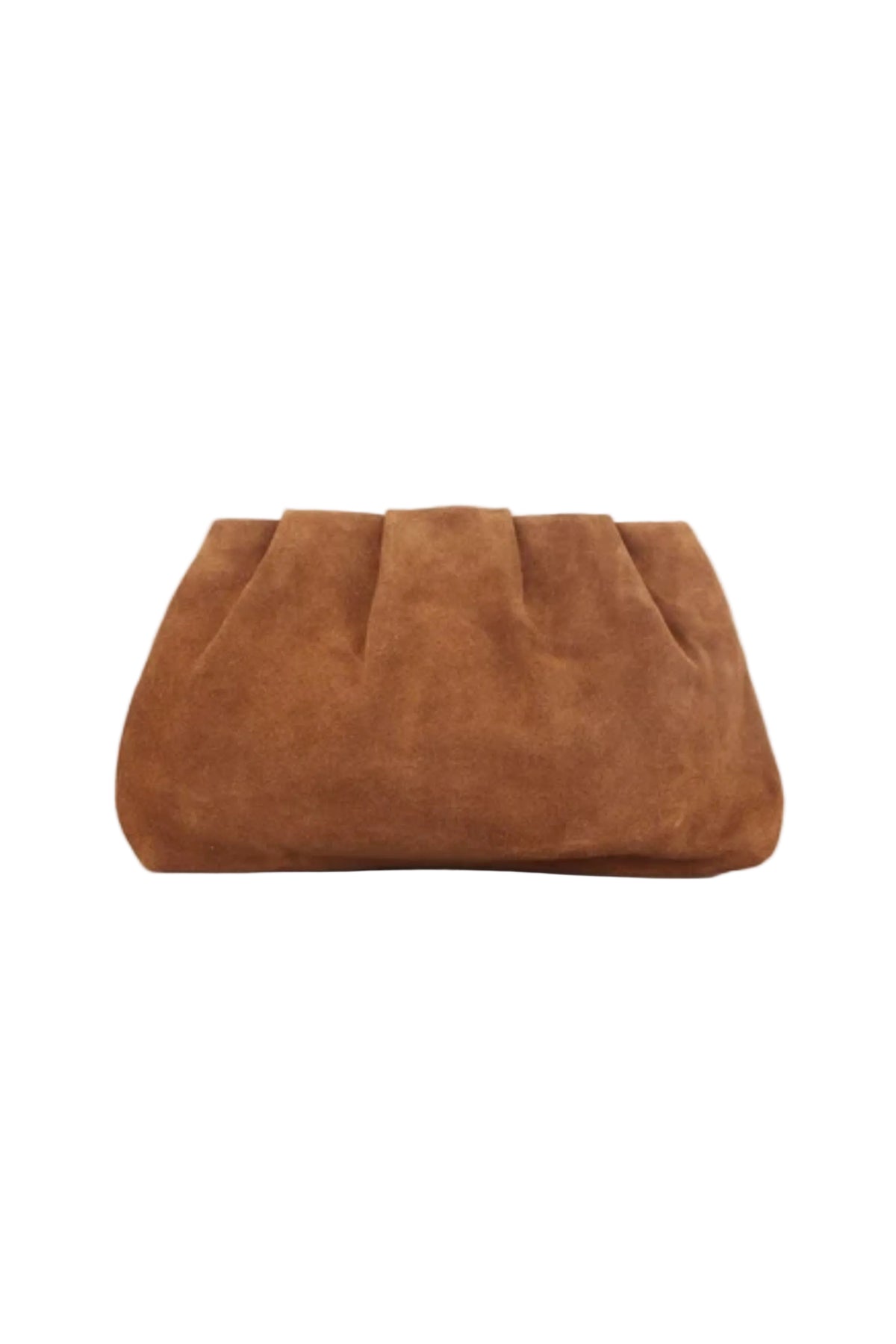 Suede Clutch Bag - Cognac Brown