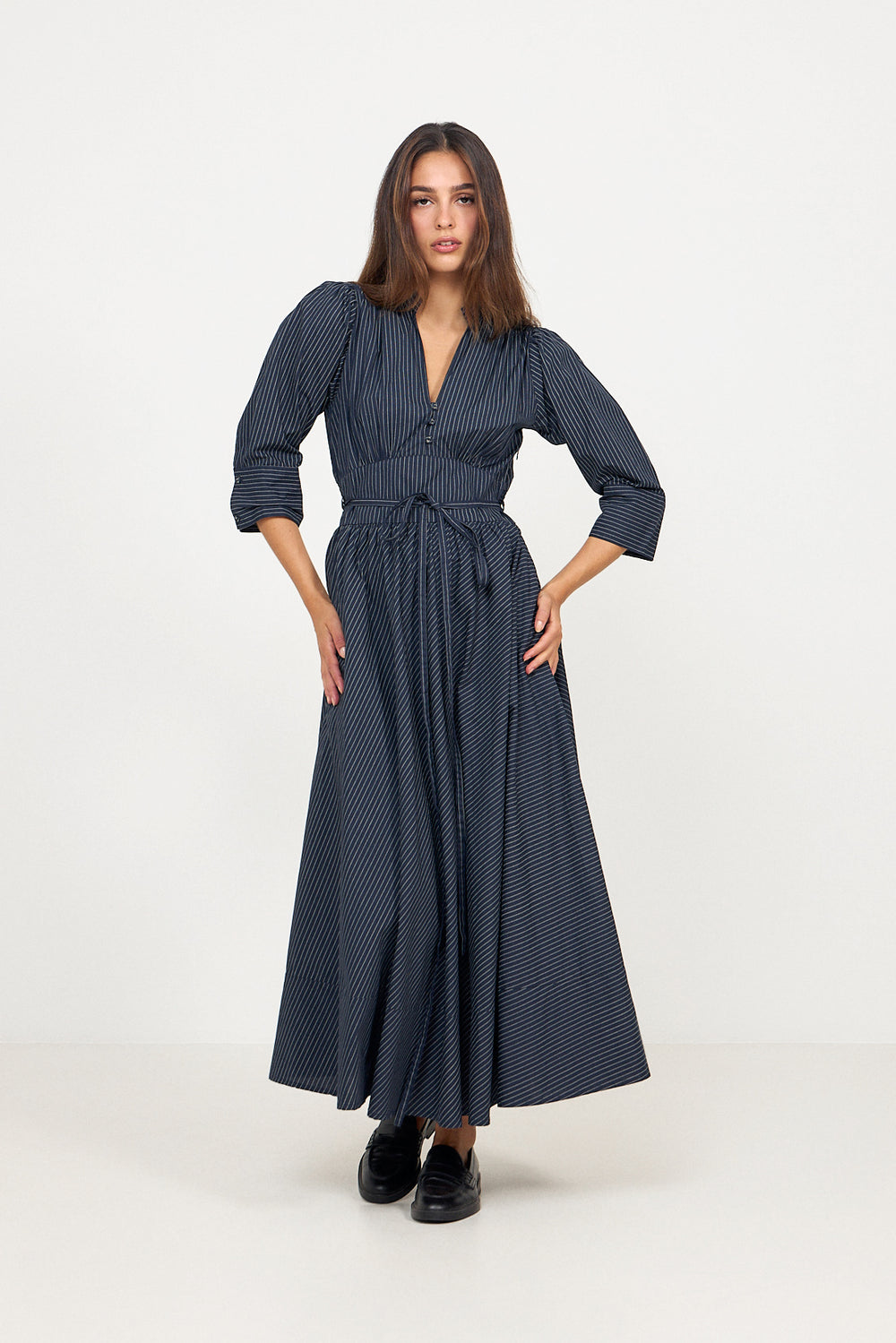 Maria Dress - Pinstripe