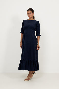 Rita Midi Dress - Midnight Corduroy