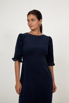 Rita Midi Dress - Midnight Corduroy