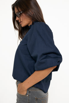Ella Blouse - Marine Poplin