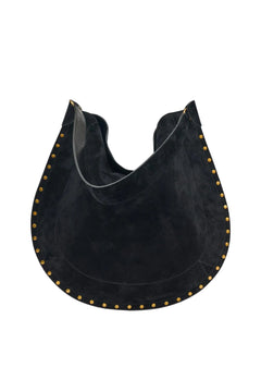 Oskan Hobo Soft Suede Leather Studded - Black