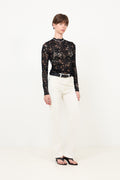 Yaslacey Ls Lace Top S - Black