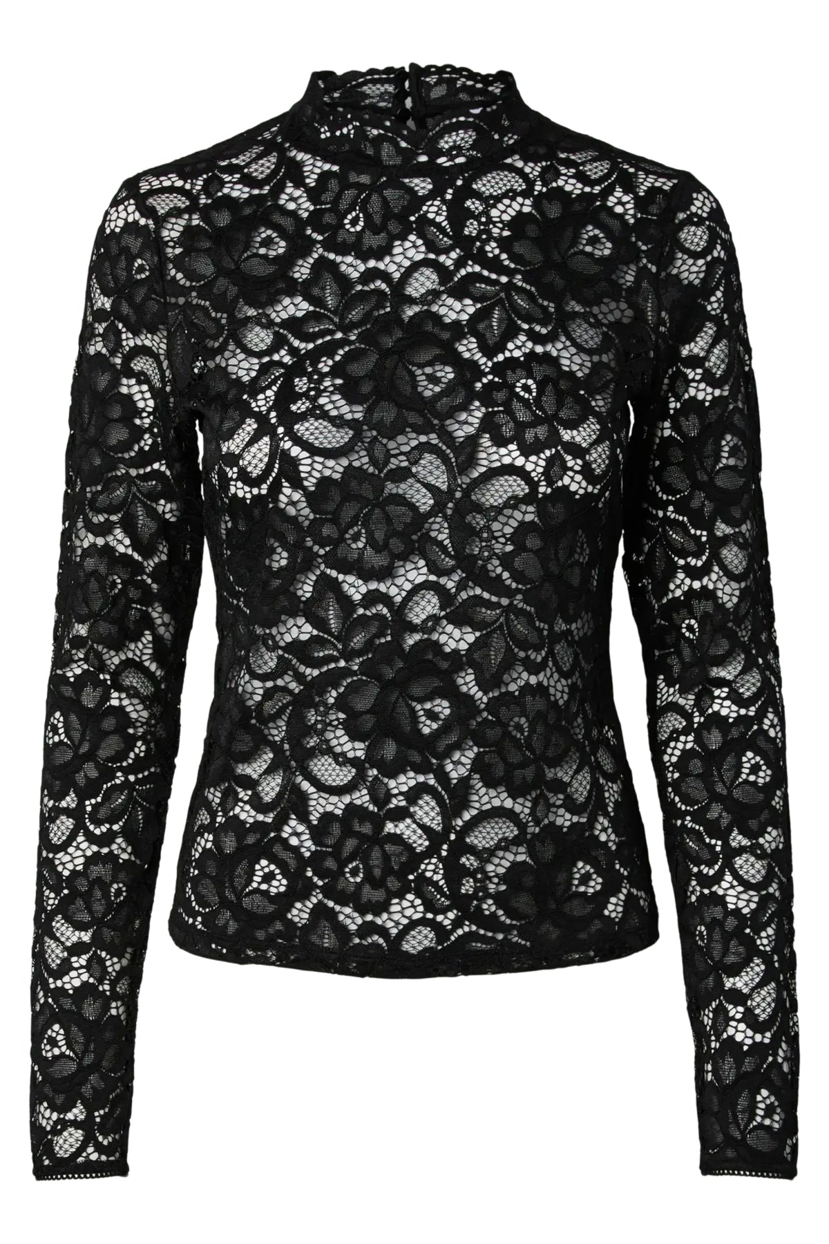 Yaslacey Ls Lace Top S - Black