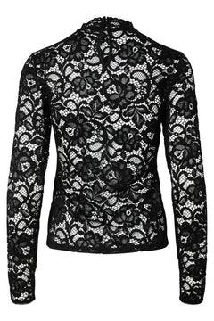 Yaslacey Ls Lace Top S - Black