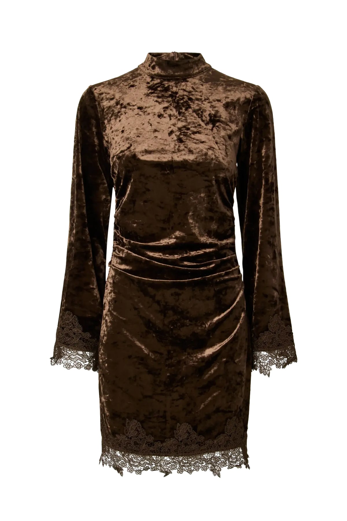 Yasvellia Ls Short Lace Dress.- Show - Coffee Bean